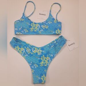 Honey Swim Blossom Bikini- Size Small Bralette Top And Size Medium Cheeky Bottom